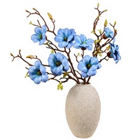 Cabang Bunga Magnolia Silikon Buatan, Cetak 3D Tahan Air, Gaya Cina, Dekorasi Ruang Tamu dan Meja Makan