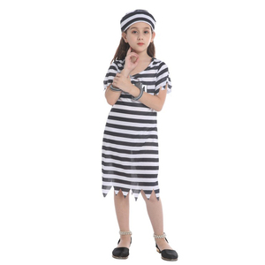 DX-G002006 Hot Selling Gril <strong>Clothes</strong> Prisoner Costumes Kids Halloween Cosplay Costumes - Product Image 3