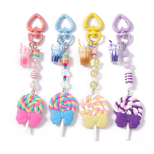 Lindo Llavero de Caramelo de Imitación para Mujeres y Niñas, con Cuentas de Perlas, Colgante Decorativo para Bolsos y Carteras, Joyería, Regalo, Llavero de Piruleta - Product Image 2