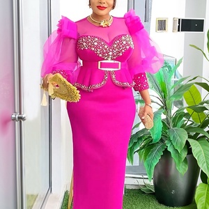 Robe de soirée ajustée pour femme africaine, avec manches lanternes en organza, grande taille, collection 2025 pour le commerce transfrontalier - Product Image 4