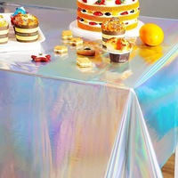 Youlun Décoration de fête arc-en-ciel, nappe jetable en aluminium de 183*137cm pour les anniversaires, les mariages