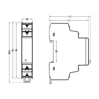 Compteur d'énergie intelligent monophasé Fineco EM115-Mod homologué MID 120/230V 100A pour rail DIN, classe 1, compteur kWh Modbus RTU/M-bus