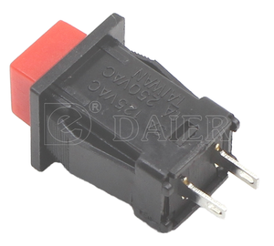 3A 125VAC 1A 250VAC Interruptor de botón de enganche Carcasa negra Interruptor de encendido y apagado Botón cuadrado Botón pulsador de 2 pines - Product Image 3