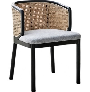 Kursi Makan warna Solid, kayu Solid disesuaikan, lapisan kain, Hotel, restoran, Meja makan, kayu Modern + rotan - Product Image 5