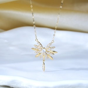 Custom 18K 14K 10K 9K <span class=keywords><strong>oro</strong></span> puro piccola collana <span class=keywords><strong>con</strong></span> ciondolo strass Hexawn stella catena per matrimoni - Product Image 3