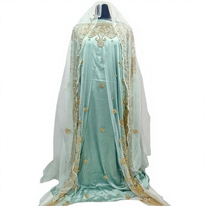 Ensemble de mariée somalien Dirac : Robe élégante en dentelle brodée de perles florales à manches longues en tulle, écologique et légère, pour l'été et l'hiver - Product Image 2