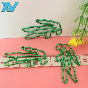 畅销动物鳄鱼设计大尺寸绿色鳄鱼形状回形针鳄鱼金属回形针