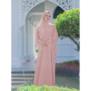 2025 printemps nouveau moyen-orient femmes vêtements femmes musulmanes Robe avec manches en dentelle malais robe indonésienne avec foulard Hijab - Product Image 6