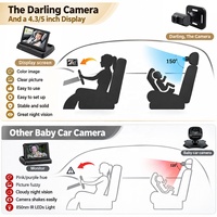 Kamera Cermin Mobil Bayi Lipat, Layar Dashboard, Kursi Bayi Menghadap Belakang, HD 1080P, IR Tahan Air IP69K, Penglihatan Malam