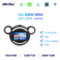 Meihua 9 pouces Android AUTO GPS tableau de bord stéréo lecteur DVD CarPlay DSP USB pour BMW MINI 2001-2014 caméra de recul à écran tactile