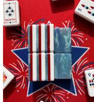 Ensemble de tuiles de mahjong américaines en acrylique bleu ondulé de qualité supérieure, extra grandes, pour le divertissement et les fêtes à domicile