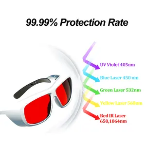 نظارات العين الخفيفة المضيئة بالليد 190-690 نانومتر 532 نانومتر نظارات باللون الأسود مناسبة لليزر نظارات السلامة