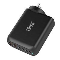 Portable 196W Gan Chargeur 6 Ports PD Adaptateur D'alimentation Smart USB C Charge Rapide Chargeur Mural Smartphone Ordinateur Portable AU Socket