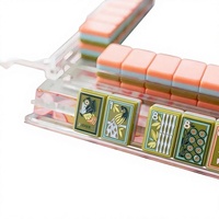 Jeu de tuiles de Mahjong américain en acrylique pour le commerce électronique, emballage portable format voyage pour divertissement par échecs et cartes
