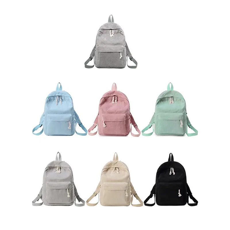 Individueller Individuelleschen Schul-Schul-Rucksack für Mädchen im Teenager-Alter Corduroy grau weiches Stoff Rucksack Corduroy-Rocksack Schultasche