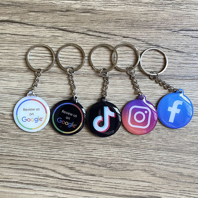 Social Media Share Custom Logo Epoxy NFC Keyfob Instagram Smart NFC Keychain Tag