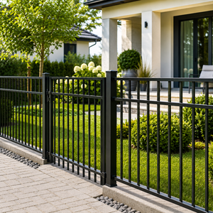 Panel <span class=keywords><strong>de</strong></span> Cerca Metálica <span class=keywords><strong>de</strong></span> Acero Galvanizado Negro, Moderno, para Jardín, Patio, Villa, Valla <span class=keywords><strong>de</strong></span> Seguridad Residencial, Tamaño Personalizado, OEM, ODM, Venta Caliente - Product Image 5