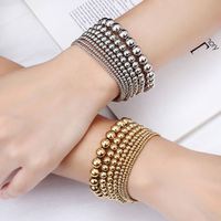 Bracelet à perles en acier inoxydable plaqué or PVD 18 carats, personnalisé, non ternissant, avec cordon élastique, 3/4/5/6/8/10 mm, bijoux tendance pour femmes, vente en gros