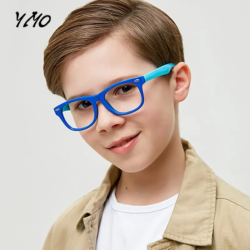 Çocuklar için Anti mavi ışık engelleme gözlük çocuk optik çerçeve gözlük erkek kız bilgisayar şeffaf gözlük UV400