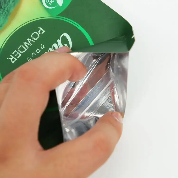 Bolsa mate de plástico ecológica impresa personalizada, lámina laminada, pequeña bolsa de polvo para tableta de embalaje de polvo de mylar