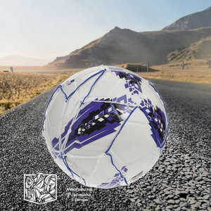 Sac de sport pliable en filet pour ballons de volley-ball, basketball, football, soccer – Rangement et transport de ballon unique – Blanc et bleu – Sans chambre à air - Product Image 3
