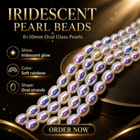 Perles de verre ovales irisées 8x10mm pour la fabrication de bijoux en gros