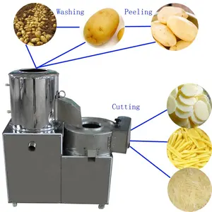 Ticari 300kg kapasiteli elektrikli patates yıkama soyma kesici makinesi sanayi için meyve ve sebze işleme
