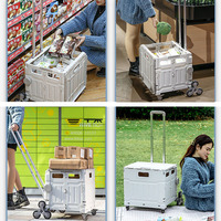 Chariot de courses pliable d'extérieur KINGGEAR à quatre roues, boîte de rangement, chariot de pique-nique et de camping OEM