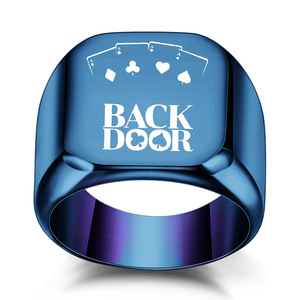 Anillo de Acero de Titanio con Diseño de Cartas de la Suerte Cuadradas de 18 mm, Joyería de Moda, Regalo - Product Image 4