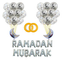 Ensemble de ballons de Ramadan de 16 pouces, ballons décorés de confettis, lettres en aluminium en forme de lune, kit de ballons RAMADAN MUBARAK