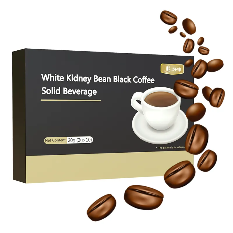 Suplemento dietético personalizado sin azúcar OEM café instantáneo en polvo grano de riñón blanco café negro
