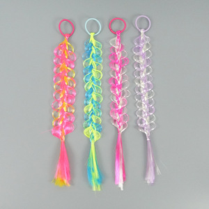 Colorful Bubble Loop <b>Braid</b> Wig Hair Tie Gradient Fake <b>Braid</b> Elastic Hair Rope Girls Festival Party Dress Up Hair <b>Accessories</b> - Product Image 4