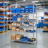 Étagère de stockage robuste pour entrepôt, 6 niveaux, en fil chromé, capacité de charge 250 kg, étagère métallique multi-niveaux pour pièces d'usine et magasin