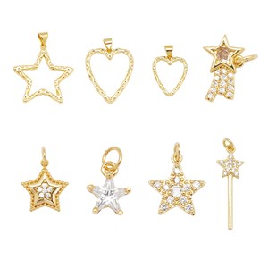 Star Heart Pendant Charms Gold Plated Copper Alloy Jewelry Gift For Women Necklace Fashion Pendants Geometric Design - Product Image 1