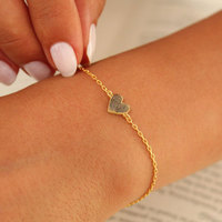 Bracelet Cœur Classique Personnalisé en Laiton/Acier Inoxydable avec Empreinte Digitale, Bijou Commémoratif Gravé à la Main, Cadeau pour Maman