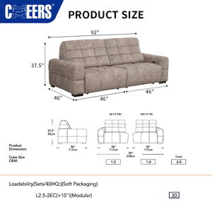 Ghế <span class=keywords><strong>sofa</strong></span> giường điện Manwah CHEERS <span class=keywords><strong>2</strong></span> chỗ ngồi, hiện đại, chất liệu vải chống thấm, mềm mại, dùng làm giường ngủ cho phòng khách, phòng ngủ, căn hộ. - Product Image 6