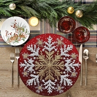 Tapis de drainage circulaire de Noël transfrontalier avec terre de diatomées, anti-brûlure et isolant thermique pour table