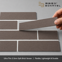 Revêtement mural en briques flexibles ultra-minces de 2-3 mm, couleur brun cacao, fabrication OEM ODM pour revêtement de façade extérieur et intérieur