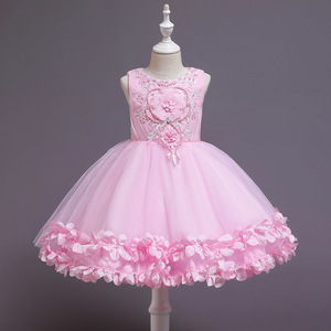 Childrens Princess Dress Dark Blue Tulle Sleeveless A-Line Scoop Neck Flower Girl Dress For Ages 2-10 - Product Image 5