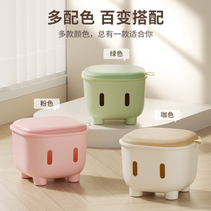 HeDou Childrens Storage Stool Rectangle Green Brown Pink Toy Organizer Standing Type Home Use - Product Image 2