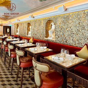 Set di Arredamento di Lusso per Caffè, Hotel e Ristoranti: <span class=keywords><strong>Tavolo</strong></span> Rotondo in Marmo Trasparente e Sedia in Pelle Rossa <span class=keywords><strong>con</strong></span> Divano in Velluto Design in Rattan - Product Image 3