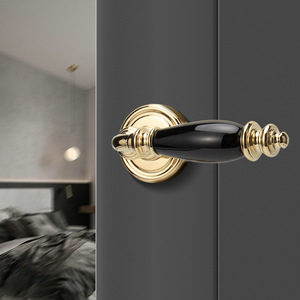 Cerradura <span class=keywords><strong>de</strong></span> puerta <span class=keywords><strong>de</strong></span> latón con manija <span class=keywords><strong>de</strong></span> cerámica, dorado brillante, cerraduras silenciosas <span class=keywords><strong>de</strong></span> madera, manillas <span class=keywords><strong>de</strong></span> paso interiores para privacidad, para conjuntos <span class=keywords><strong>de</strong></span> herrajes <span class=keywords><strong>de</strong></span> mansión - Product Image 5
