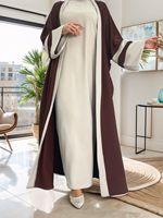 Robes islamiques modestes du Moyen-Orient Dubaï Cardigan 2 pièces Robes musulmanes Abaya ouverte pour femmes Turquie Ensembles Abaya fermés assortis