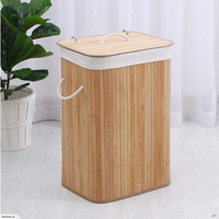 FF1889 Panier à linge en bambou naturel de 70 L avec poignées en corde, bac de rangement pour vêtements sales, panier à linge en bambou