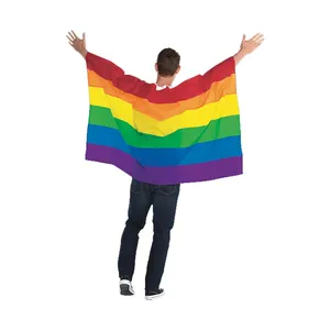 定制LGBT聚酯女同性恋变性斗篷旗3x5英尺同性恋骄傲彩虹身体旗