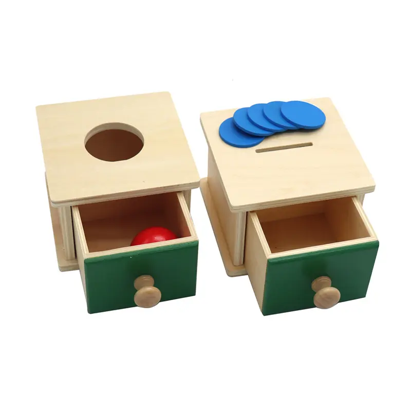Montessori Mainan Kotak Kayu untuk Balita, Mainan Edukatif Kayu Montessori dengan Nampan dan Bola