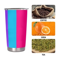 Mug de voiture isotherme en acier inoxydable 20 oz, thème arc-en-ciel Androgyne Gay personnalisé, pour les trajets en véhicule, les pauses café au bureau et souvenir de la Fête de l'Orgueil