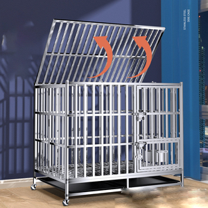 Kingtale-Cajón apilable resistente para perros, jaula para mascotas de acero inoxidable, plegable en la puerta - Product Image 6