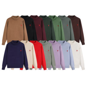 مجموعة سترات باريس الجديدة لعام 2025 مصنوعة من القطن 100٪، سترة بياقة دائرية وياقة عالية وياقة بولو، نمط جاكار بنقش قلوب، ملابس محبوكة - Product Image 6