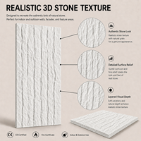 Panel Dinding 3D Anti Air MORLENX Putih PU Faux Stone Tekstur Tebing Vertikal untuk Proyek Eksterior Villa & Proyek Hospitality